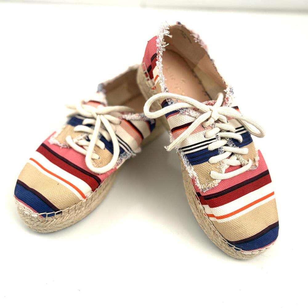 Kate Spade | NWOT Lane Platform Lace Up Espadrille Red Blue Pink Stripe Size 6.5